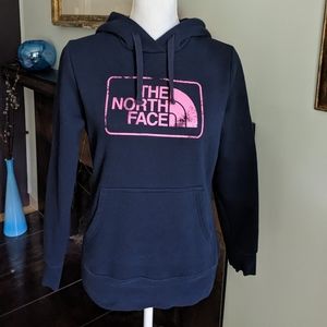 The North Face Women's Small Navy Blue Pink Cotton Long Sleeve Pullover Hoodie